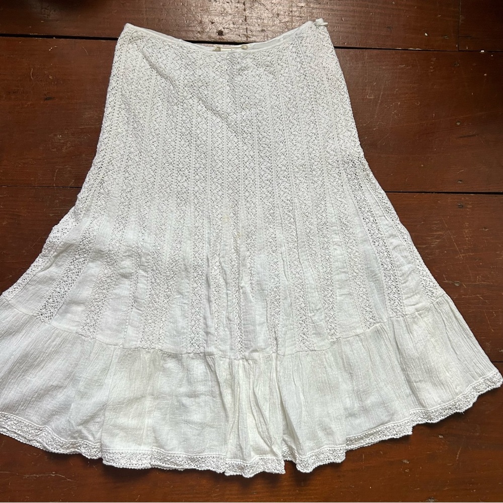 C.C. Couture White Lace A-Line Skirt